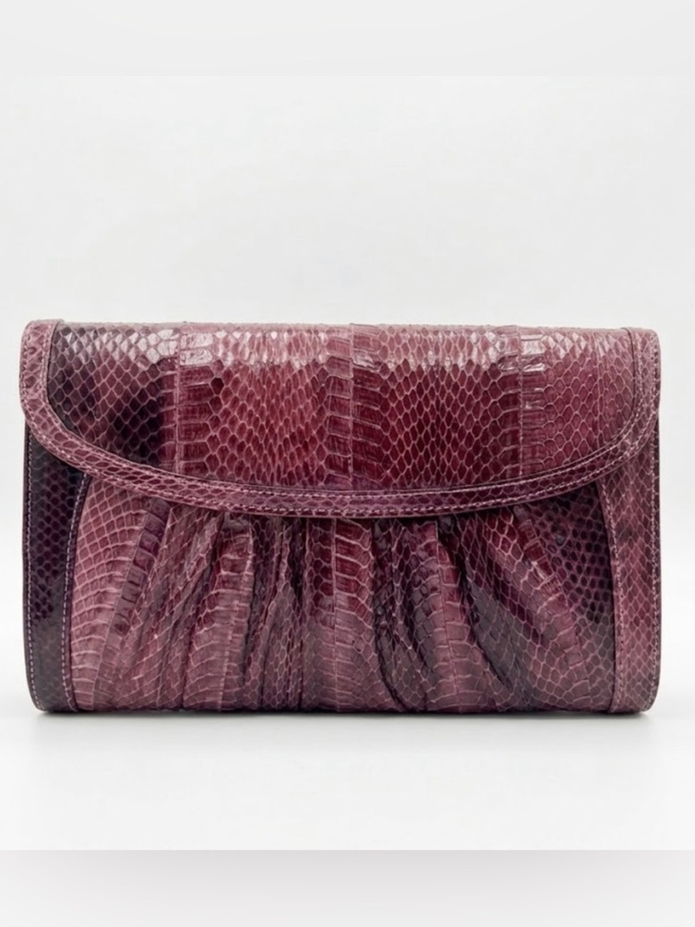 J. Renee Snakeskin Convertible Clutch Shoulder Bag Burgundy Wine Vintage